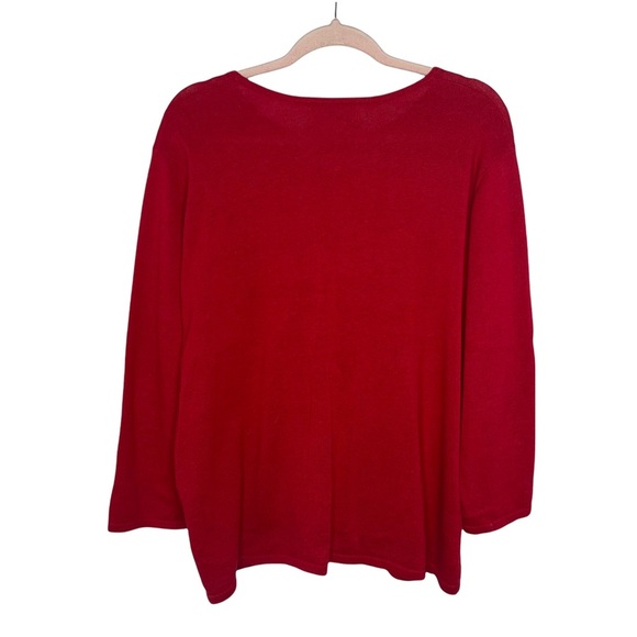 SAG HARBOR Red Beaded Holiday Palm Tree Sweater - Picture 3 of 5